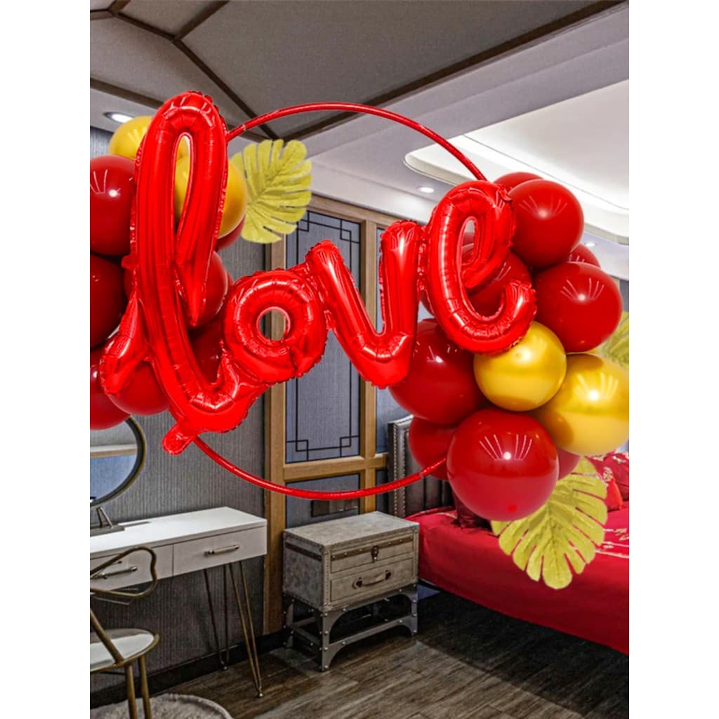 Anel de bola forma anel de alumínio sala de casamento decoração arranjo costura anel círculo balão anel festa criativa