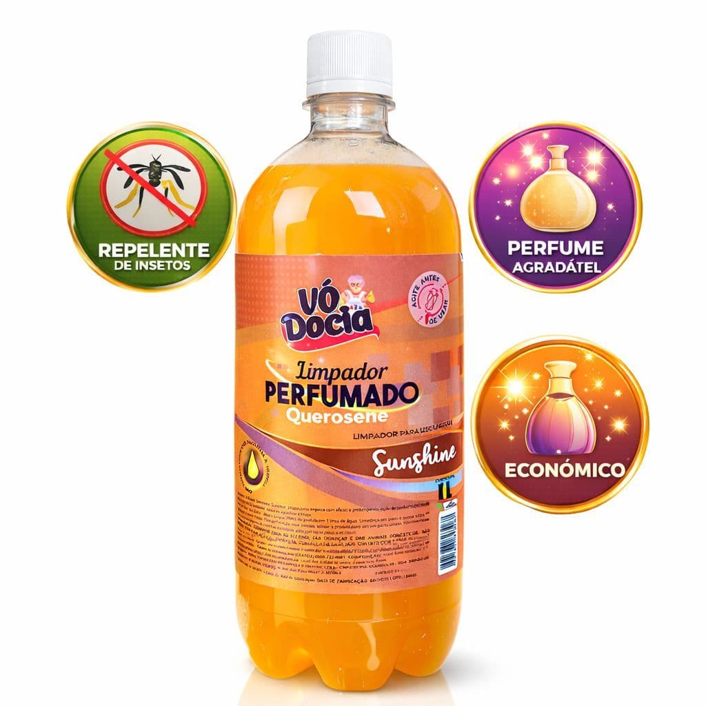 Limpador Perfumado Sunshine Acao Potente Repelente Contra Insetos 1 Lt Fragrância Duradoura Multissuperfícies