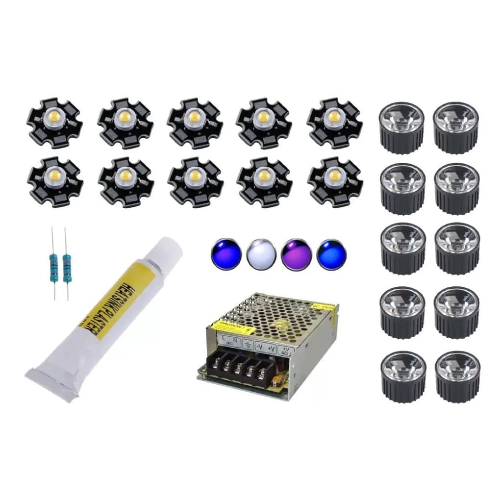 Kit LED 3W Aquário Marinho 80L + Fonte Chaveada 12V 5A Azul Royal UV Branco Frio Completo Brilho