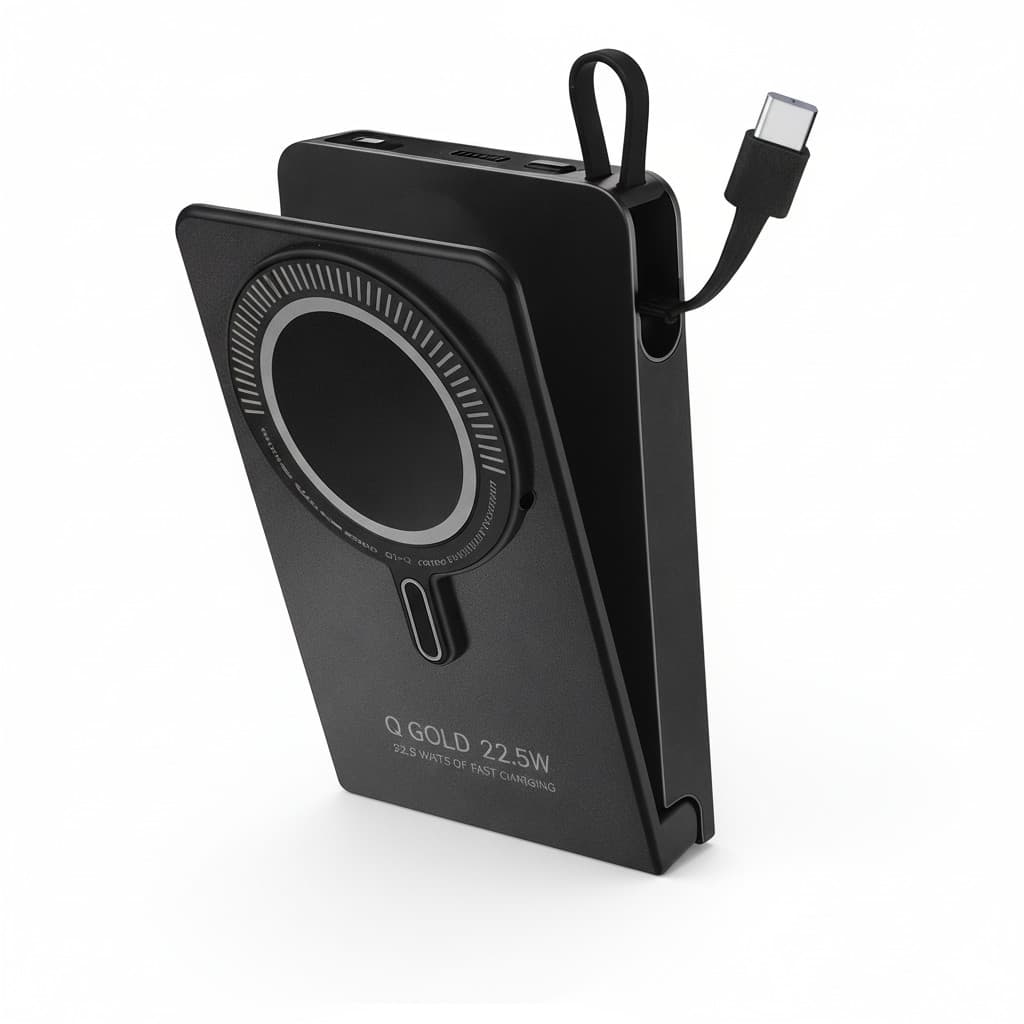 Carregador Portatil Power Bank Magnético com Suporte e Carregamento Rápido 22.5W Portátil USB-C Universal Compacto