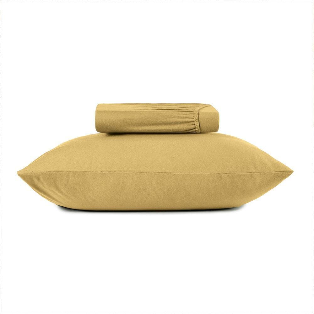 Jogo de Cama Solteiro King Altenburg Malha Fio Penteado Amarelo Mostarda