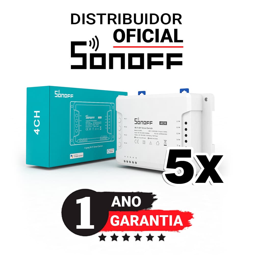 Kit com 5 unidades Sonoff 4CH R3