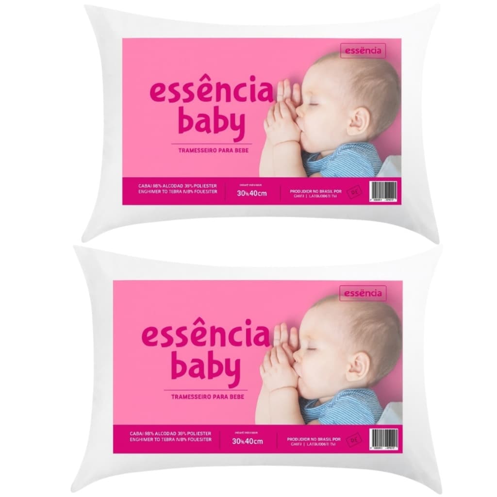 Kit 2 Travesseiro Baby Antialérgico 40x30cm Super Macio E Confortável
