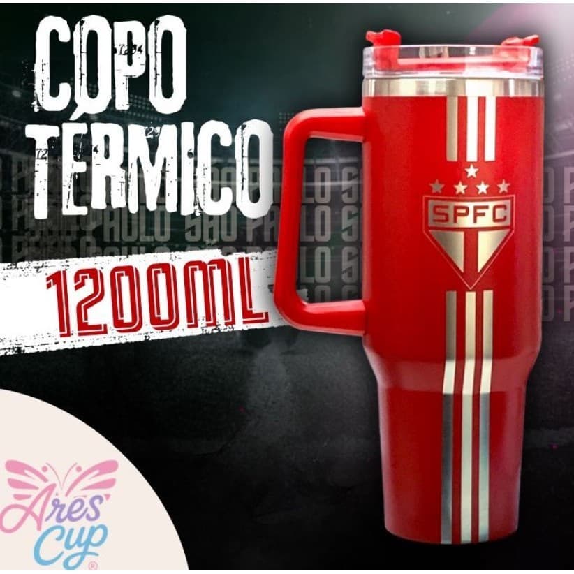 Copo Térmico São Paulo Inox Com Alça Canudo 1.2ML