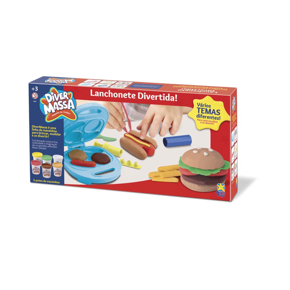 Massinha de Modelar Lanchonete Divertida Diver Massas com Acessórios Diver Toys Infantil Criativo Original
