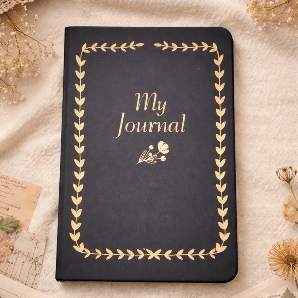 Caderno Moleskine Preto Premium | My Journal | Capa em Couro Emborrachado | 80 Folhas