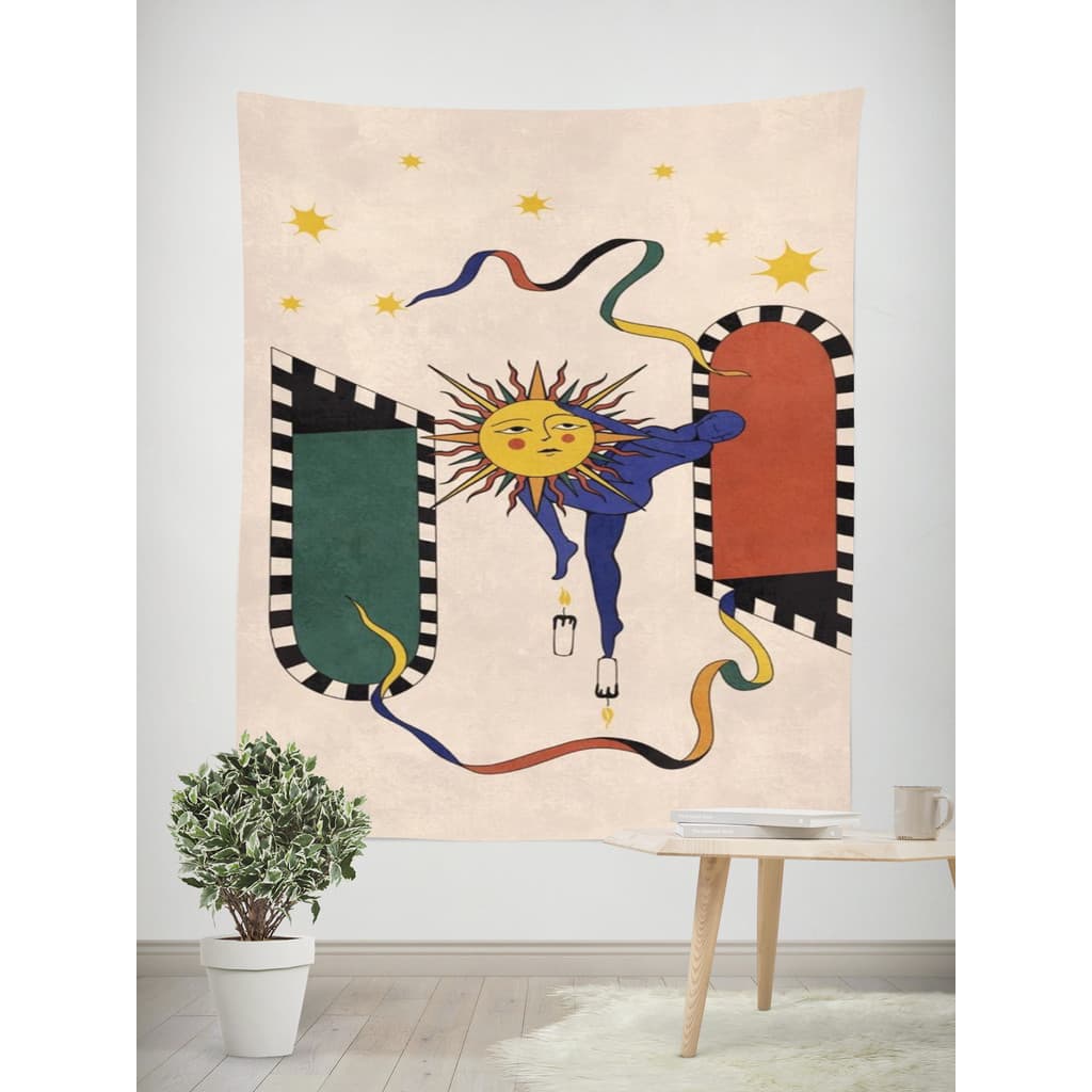 Tapeçaria estética de pintura hippie, decoração de parede, tecido para pendurar na sala de estar, quarto, decoração de p