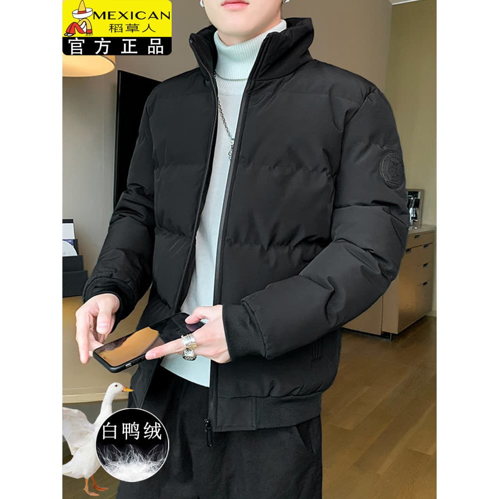 Espantalho masculino 2025 novo estilo inverno pato branco jaqueta quente masculino Casual gola alta grosso acolchoado ja