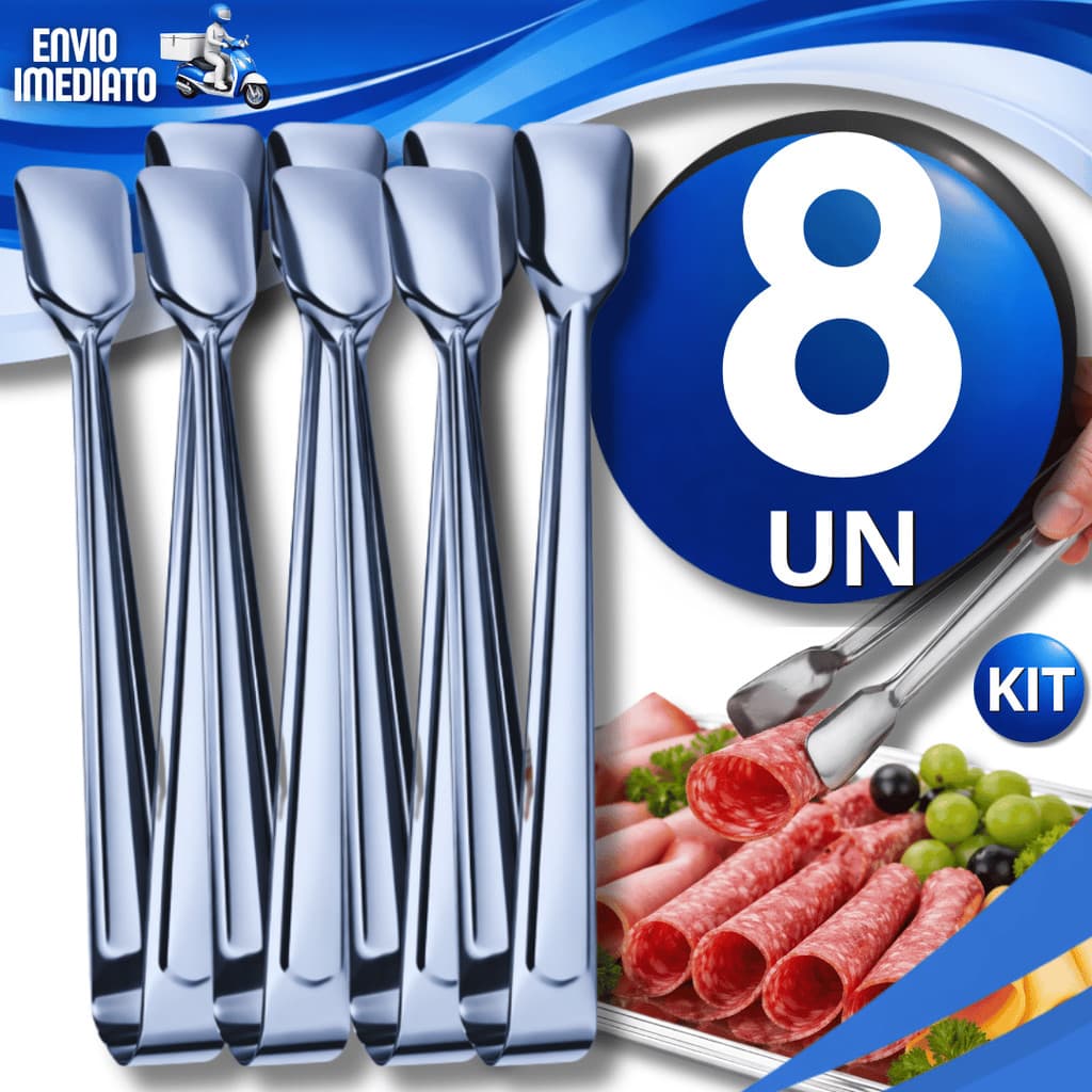Jogo Pegadores Inox 18cm Universal Para Frios Doces Salgados Cozinha Buffet Multiuso Utensílios