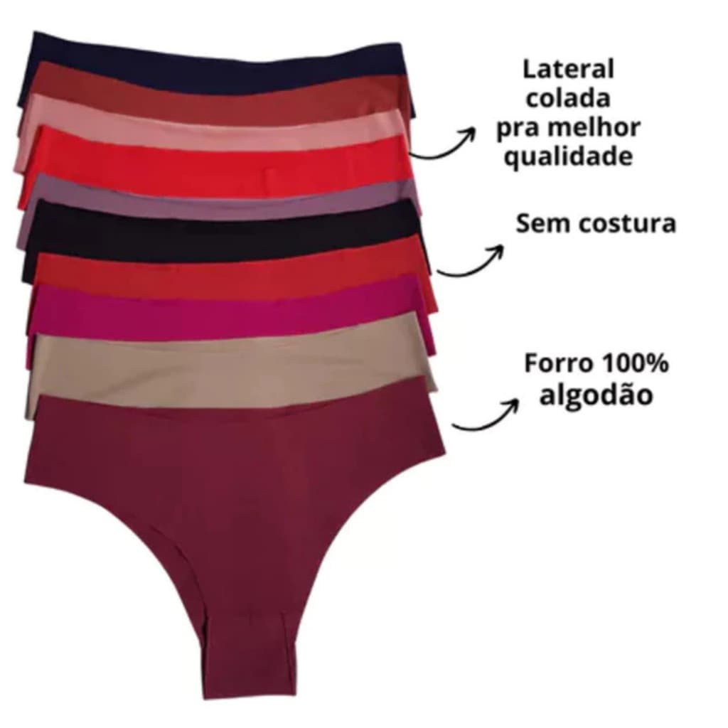 Kit 3 Calcinhas Sem Costura Tanga Corte A Laser PROMOÇÃO Não Marca Vestido CONFORTO