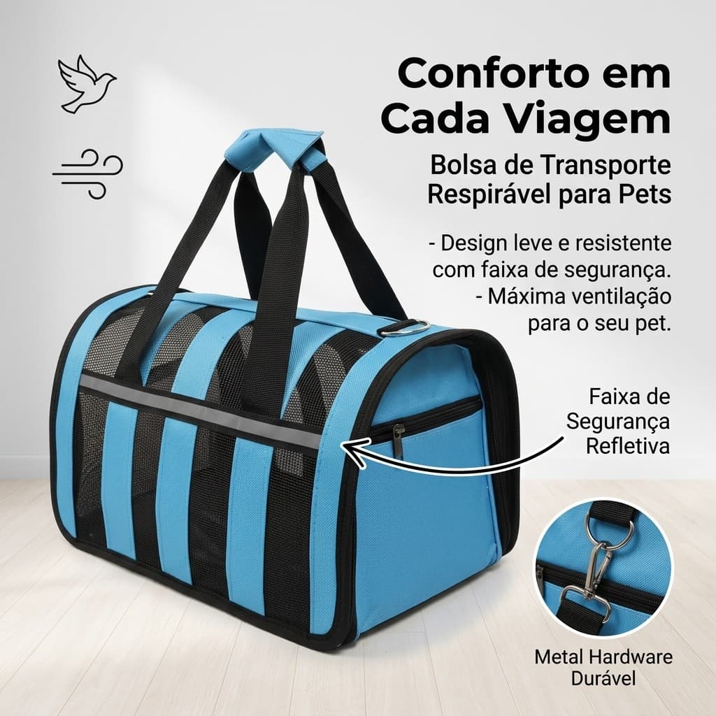 Mala Transporte Pet Cachorro Gato Viagem Avião Material Respiravel Tamanho M  35x25x25