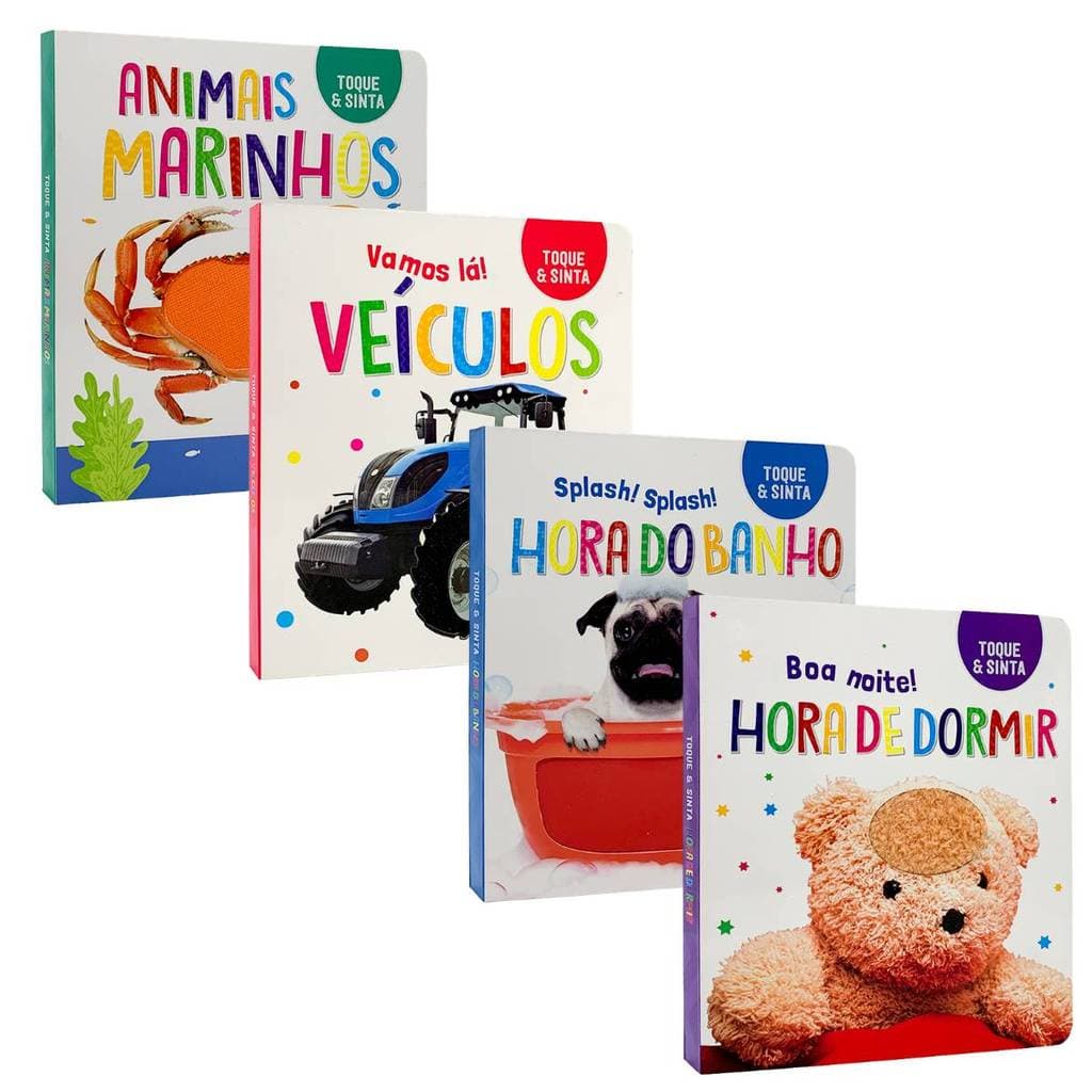 Kit Toque e Sinta - Animais Marinhos + Veículos + Hora do Banho + Hora de Dormir | 4 Livros
