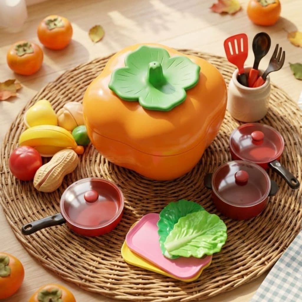 Brinquedo De Caqui Com Frutas Fatiadas , Adequado Para Educação Infantil Na Cozinha .