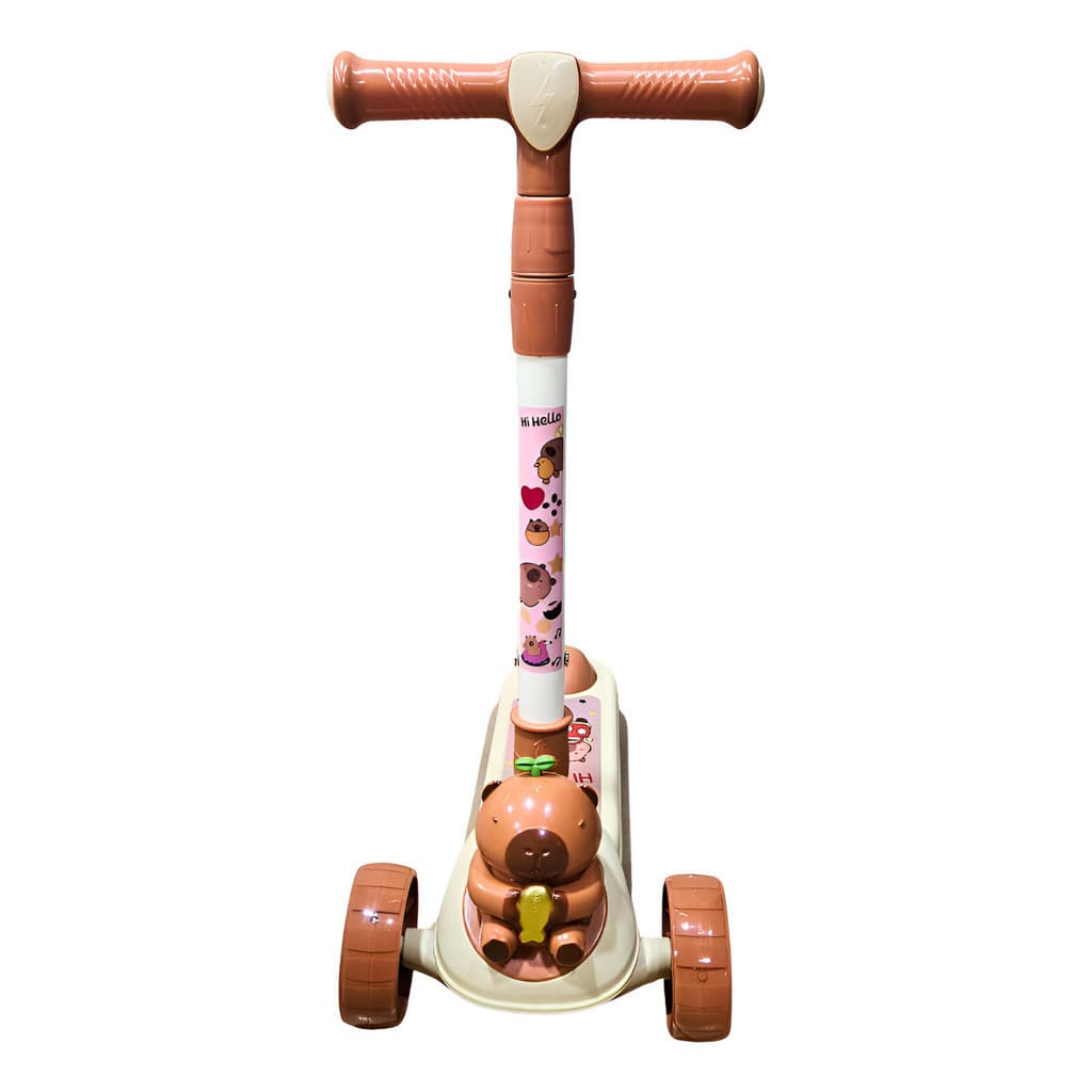 Patinete Capivara Musical Com Led 3 Rodas Dobrável Resistente