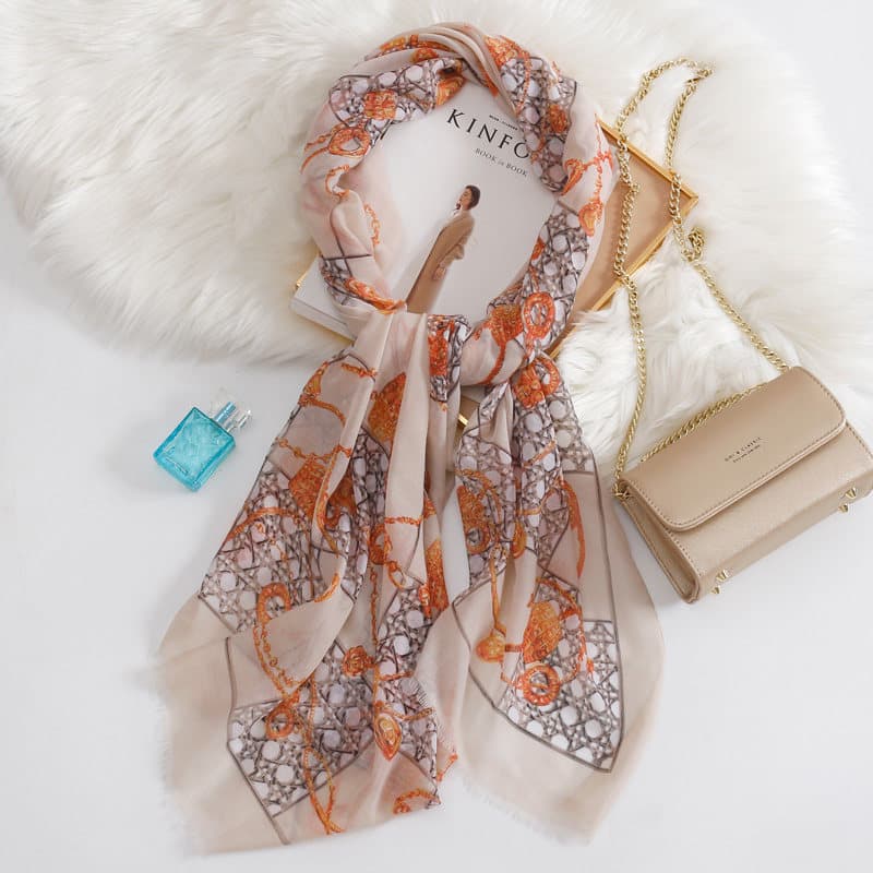 Lenço de linho de algodão macio e confortável feminino primavera outono estilo fino All-Match decoração moda xadrez nó p