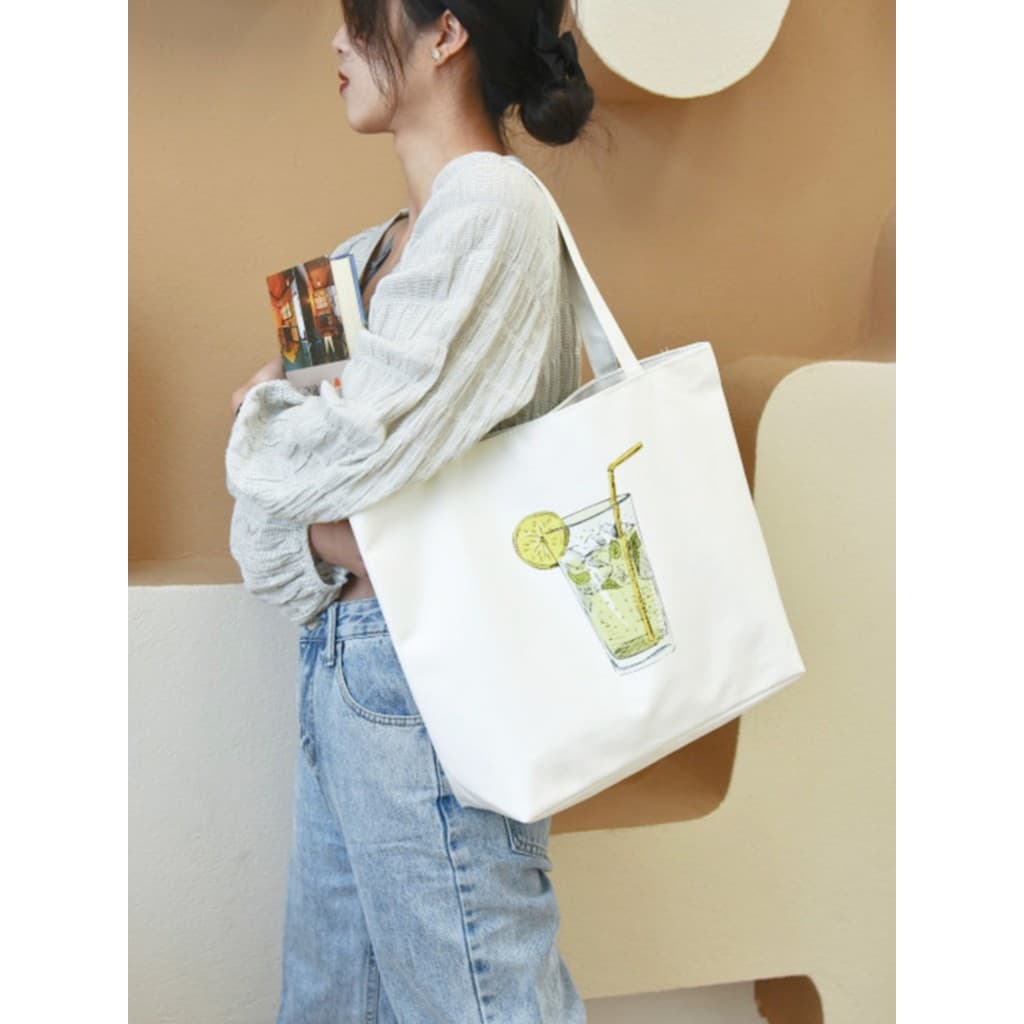Simples bolsa de lona feminina bonito moda bolsa de lona Casual trabalho Outing estudante universitário lancheira saco m