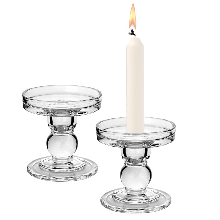 Castiçal De Vidro Largo Vela De 7 Dias E Fina Candelabro