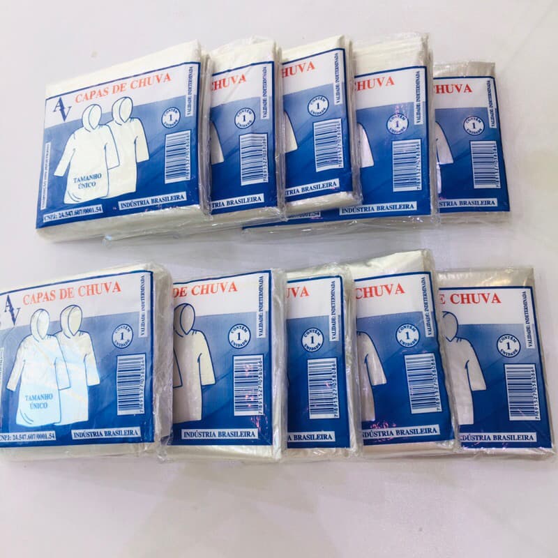 Kit ate 5 Capa De Chuva Descartavel Transparente Otima Qualidade Com Capuz