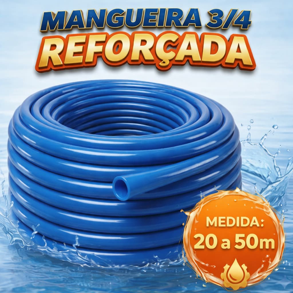 Mangueira Jardim 3/4 Azul Reforçada Alta Pressão 100% Silicone Flexível Irrigação Casa