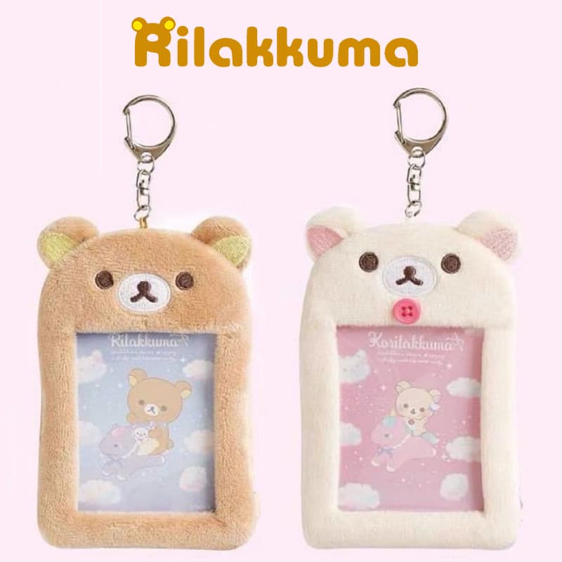 Chaveiro Porta-Cartões Rilakkuma – Lindo Estojo De Crachá De Identificação De Anime Com Capa De Foto , Acessório Pingent