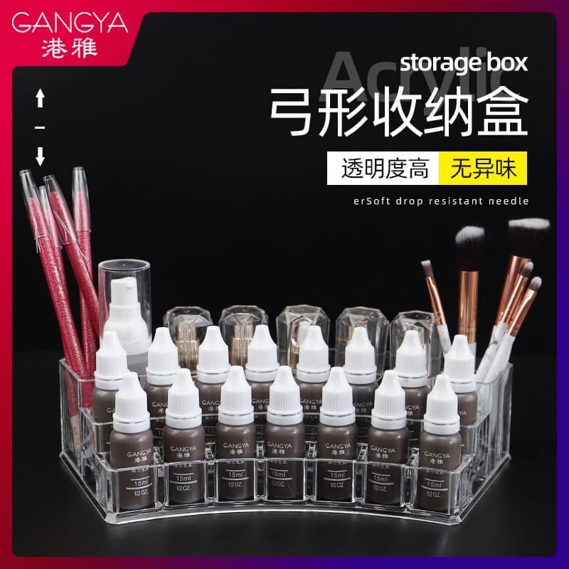 Caixa de armazenamento de cores de tatuagem arco cosméticos expositor transparente acrílico Manicure ferramenta suprimen
