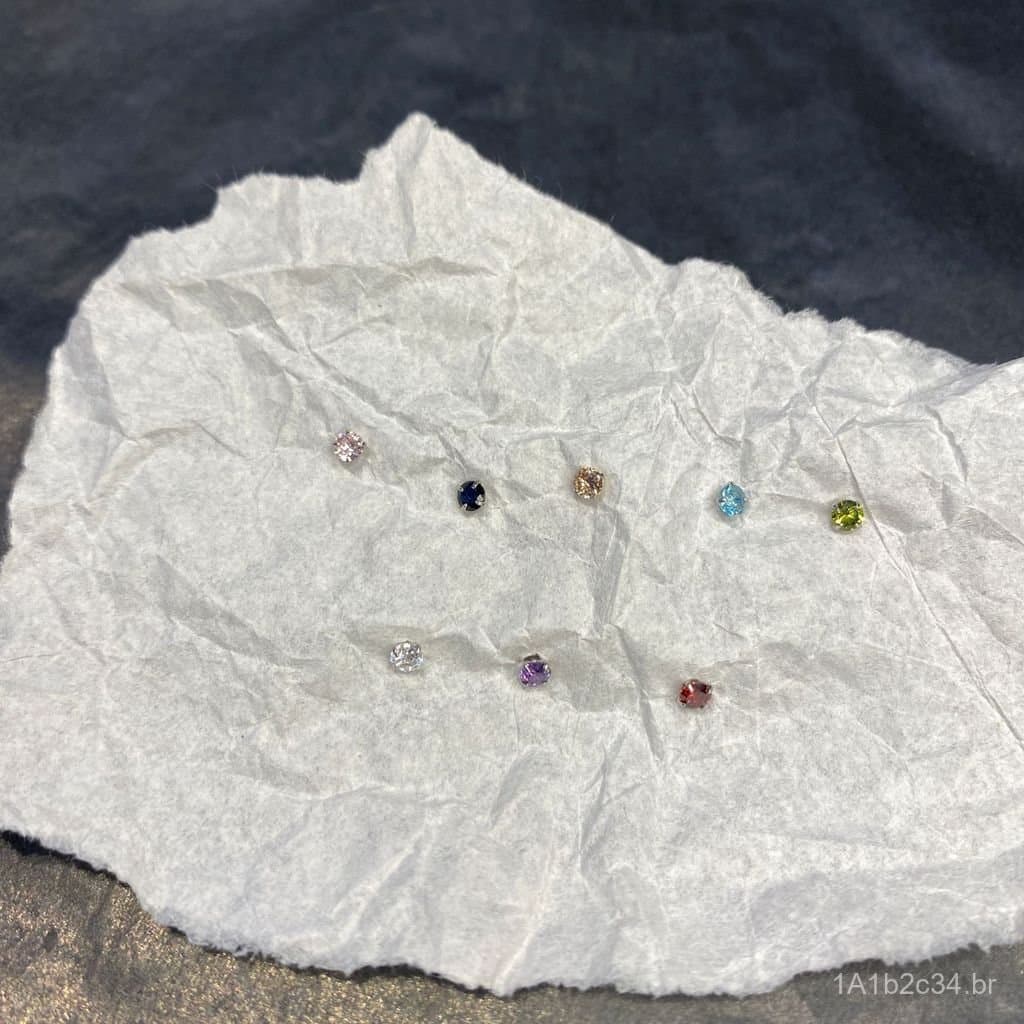 Brincos pequenos de prata esterlina s925 com quatro garras para mulheres, brincos simples e versáteis com zircônia color