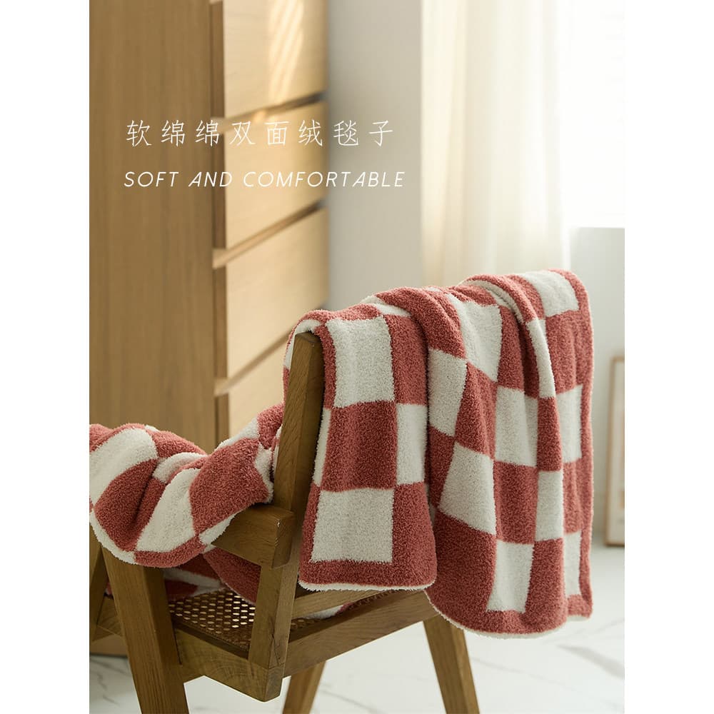 Na orelha simples xadrez Casual cobertor inverno quente pelúcia quarto cobertor cobertor escritório Nap cobertor