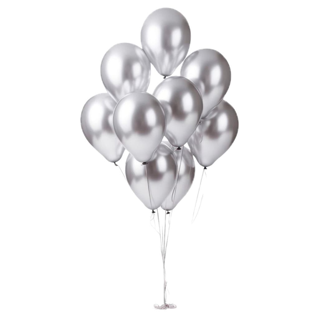 Balão Metalizado Bexigas Prata Aluminio Cromada N°9 Polegadas Pacote Com 25 Unidades