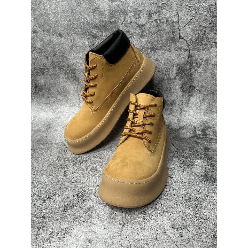 [Sapatos da moda rica] Botas Martin Botas curtas masculinas de sola grossa aumentando botas ruibarbo estilo britânico bo