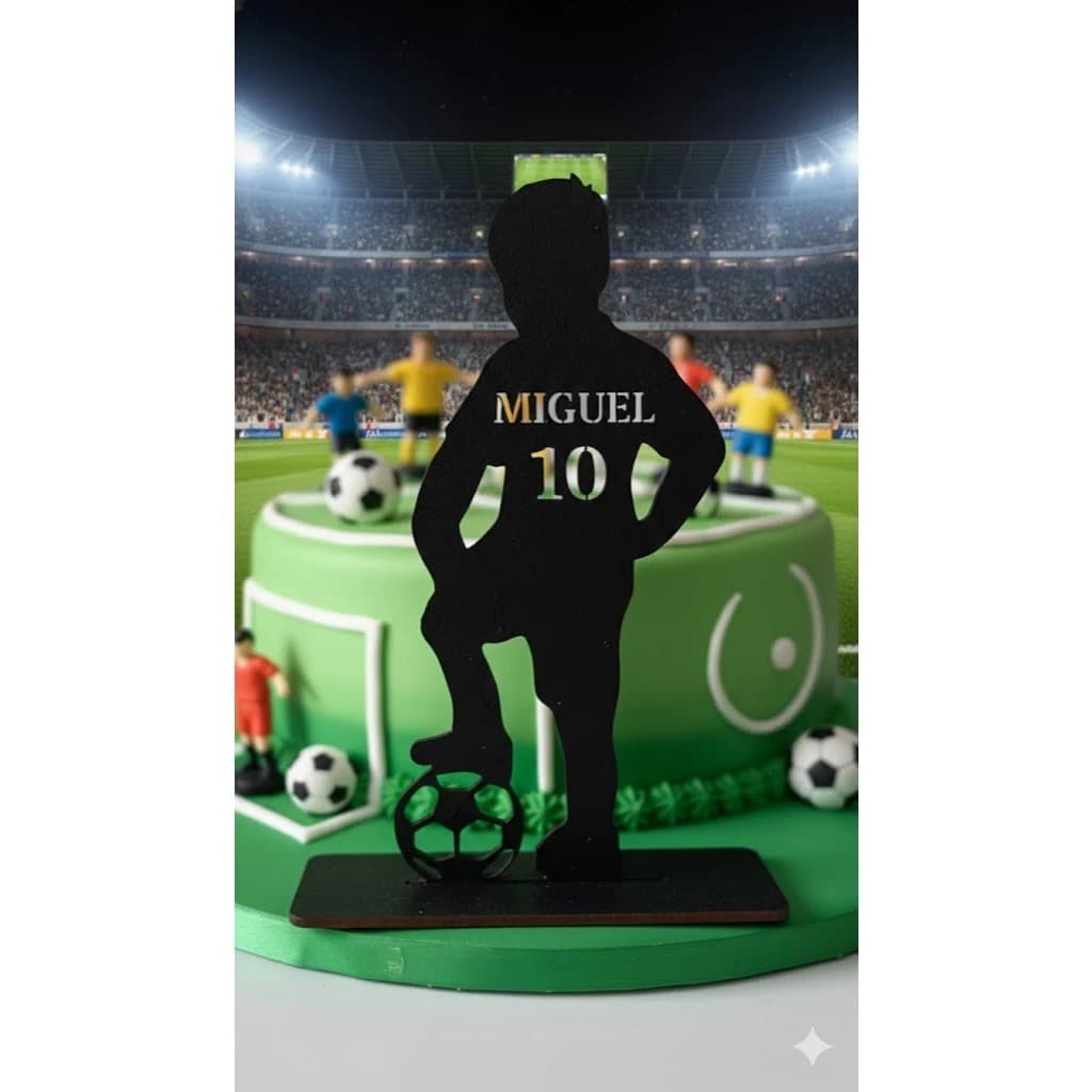 centro de Mesa Personalizado Tema Futebol – Jogador em MDF 2,5mm | Disponível em Kits com 5, 10, 15 ou 20 peças