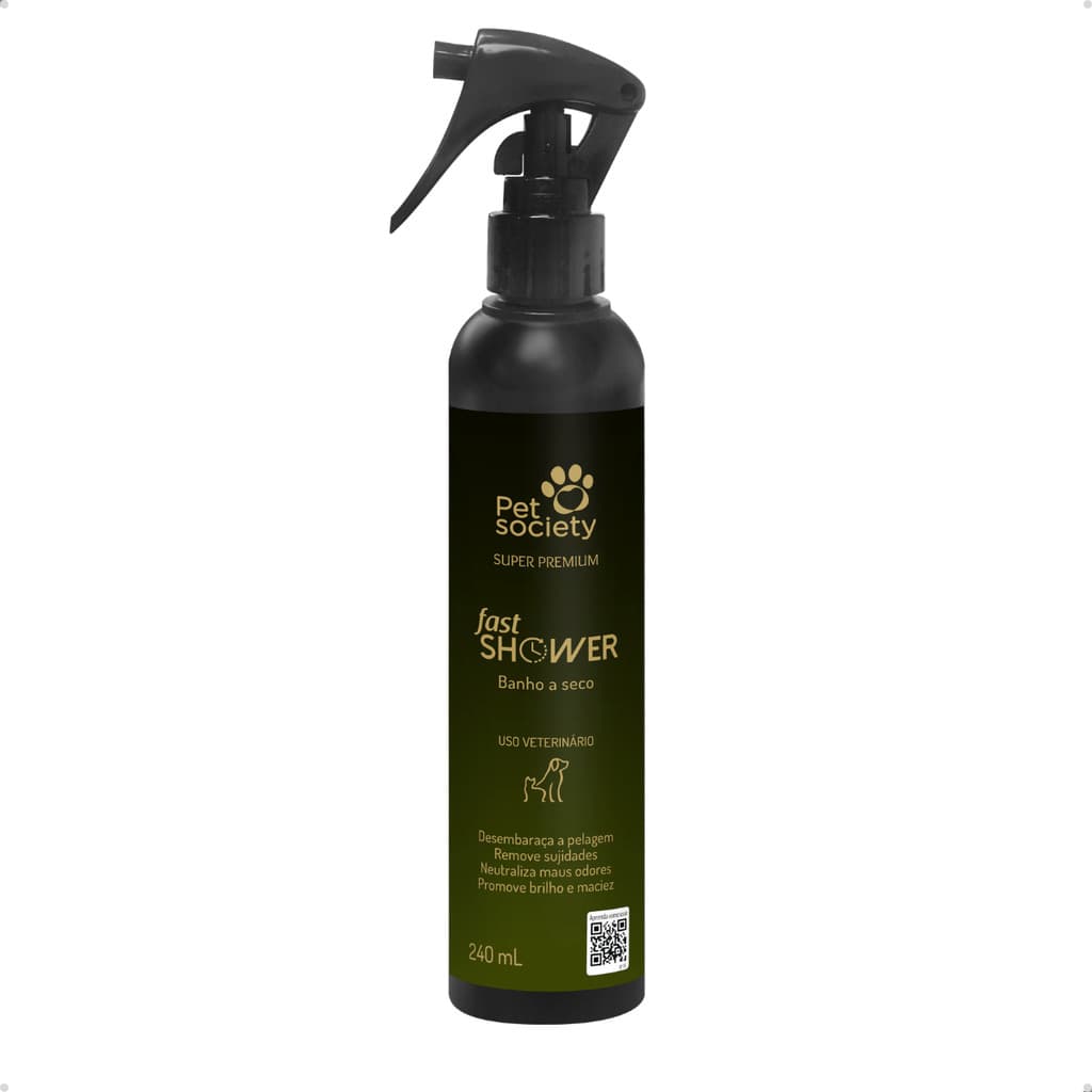 Banho a Seco Super Premium para Cachorro e Gato Fast Shower Pet Society 240ml