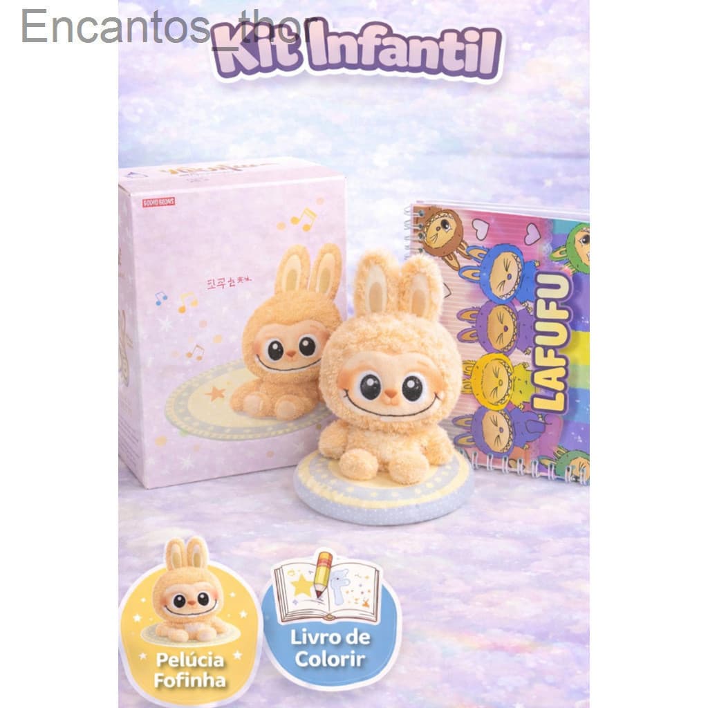 Kit Infantil Lafufu com Pelúcia Fofinha e Livro de Colorir - Presente Criativo para CriançasZ0M2