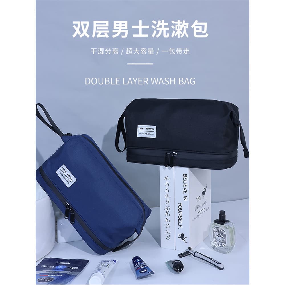 Saco de toalete masculino tamanho grande viagem portátil seco molhado separação portátil grande capacidade saco de armaz