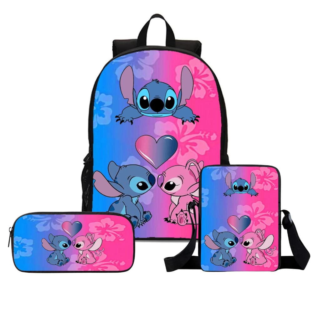 Kit 3 em 1 Mochila Escolar Infantil Lilo E Stitch + Lancheira + Estojo- Oferta!!