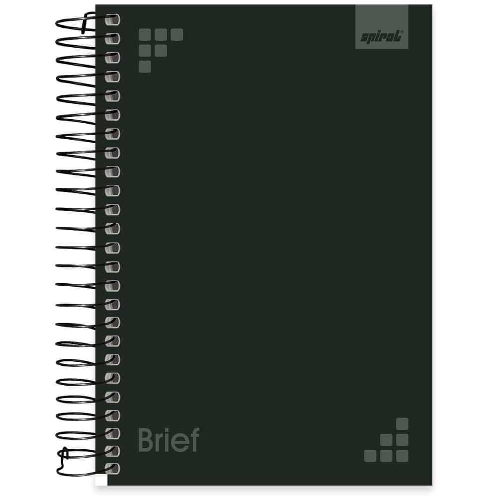 Caderno 1/4 Capa Dura Espiral 160 Folhas Brief Preto Spiral