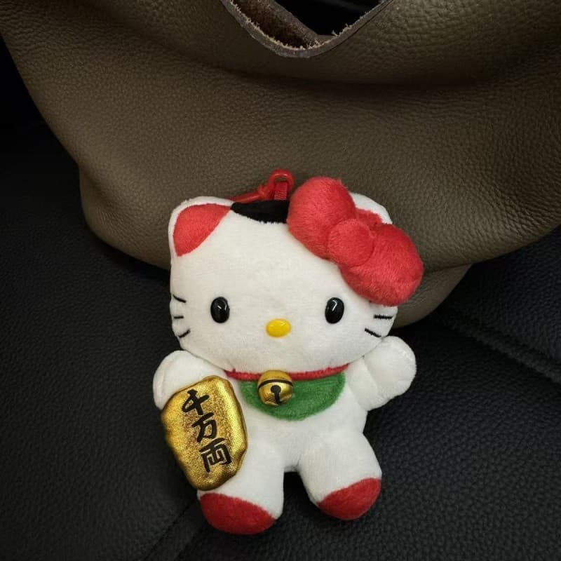 Lucky Cat hello kitty Bolsa Charme Bonito Dez Mil Liang Boneca Arco Sino Gato Menina