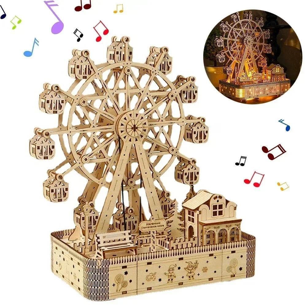 Roda Gigante Mãos Artesanato DIY 3D Quebra-Cabeça De Madeira Montagem De Instrumento Kit De Modelo De Construção Cérebro