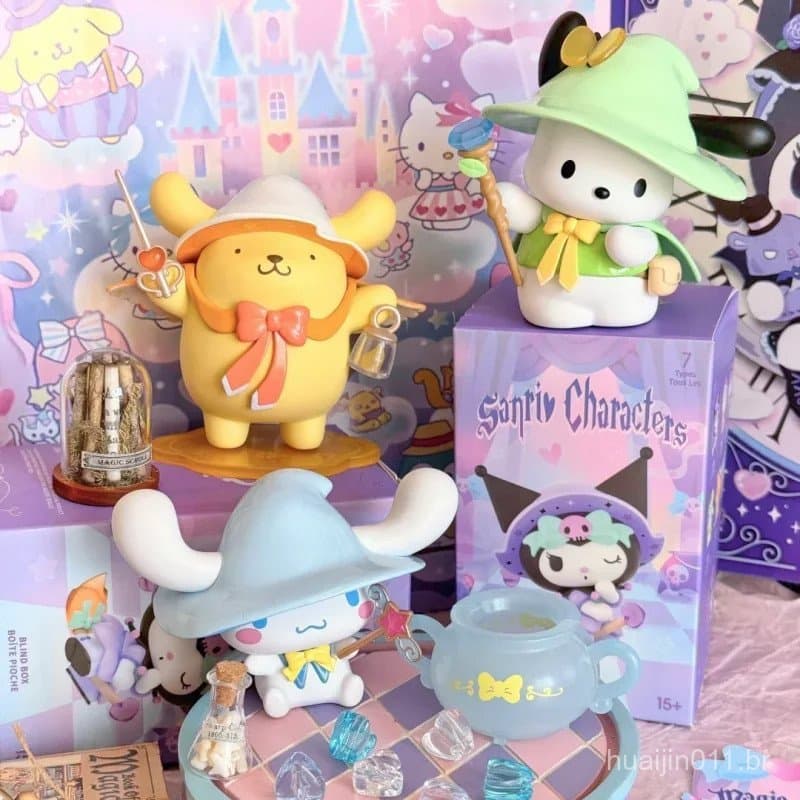 Figura de Ação da Série Sanrio Magic Story Boneca Fofa Kuromi Cinnamoroll Melody Decoração de Mesa de Aniversário Infant