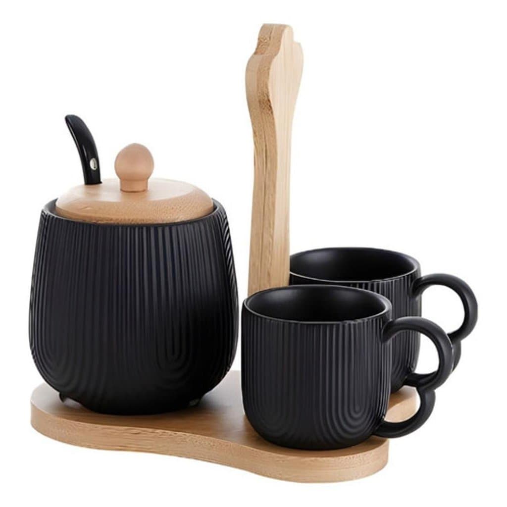 Jogo De Xícaras De Café Com Açucareiro E Suporte 4 Peças