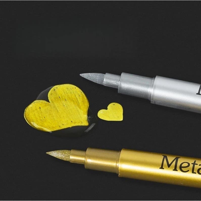 Caneta Metálica Permanente para Resinas e Artesanatos Papelaria prata/dourado (179)