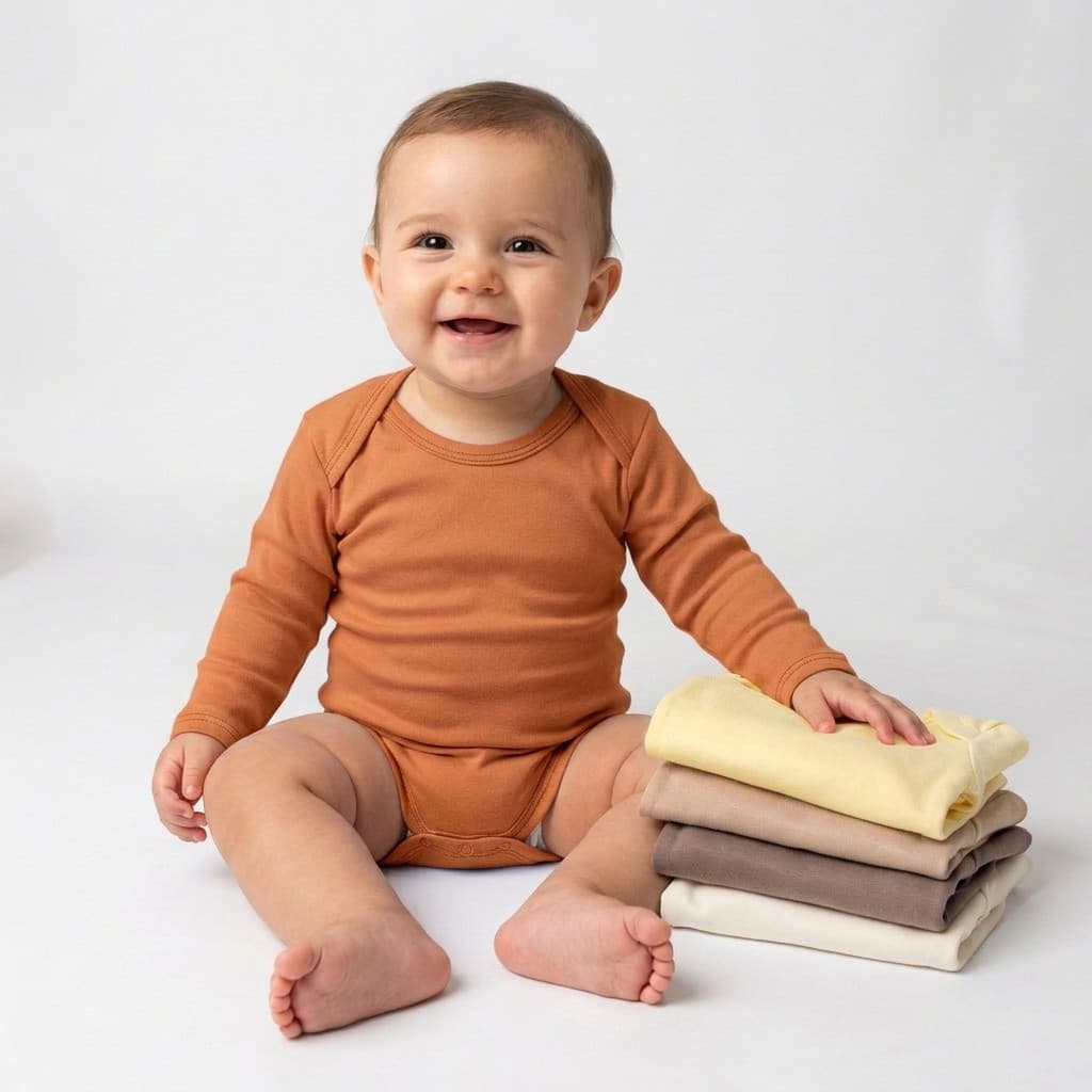 Kit 5 Body Infantil Bebê 100% Algodão Enxoval Maternidade Menina Menino Unissex Manga Longa Básico Liso Neutro Suedine