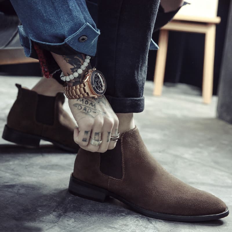 Nova moda masculina apontou Toe Martin botas de couro genuíno botas curtas botas britânicas Chelsea botas estilista de c