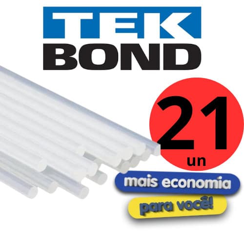KIT 21 UNIDADES BASTÃO COLA QUENTE FINO TEKBOND
