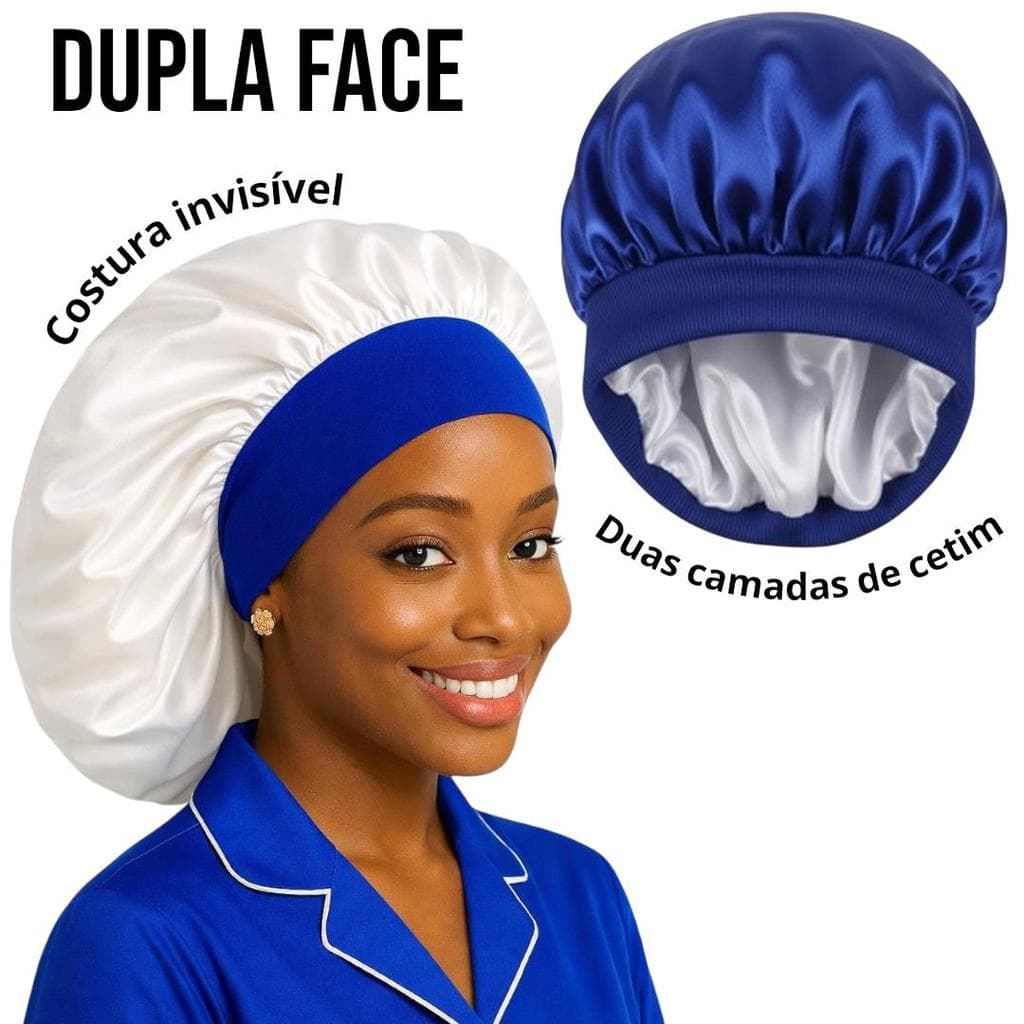Touca de Cetim Dupla Face Gigante Com Faixa Larga