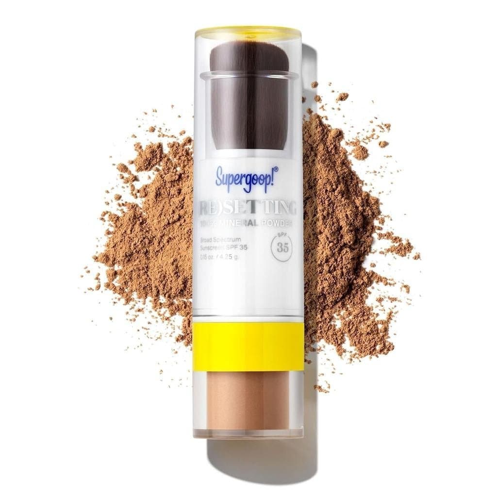 Supergoop! (Re) setting Mineral Powder, Deep - 0,15 oz - Pó Fixador de Maquiagem + Protetor Solar de Amplo Espectro SPF