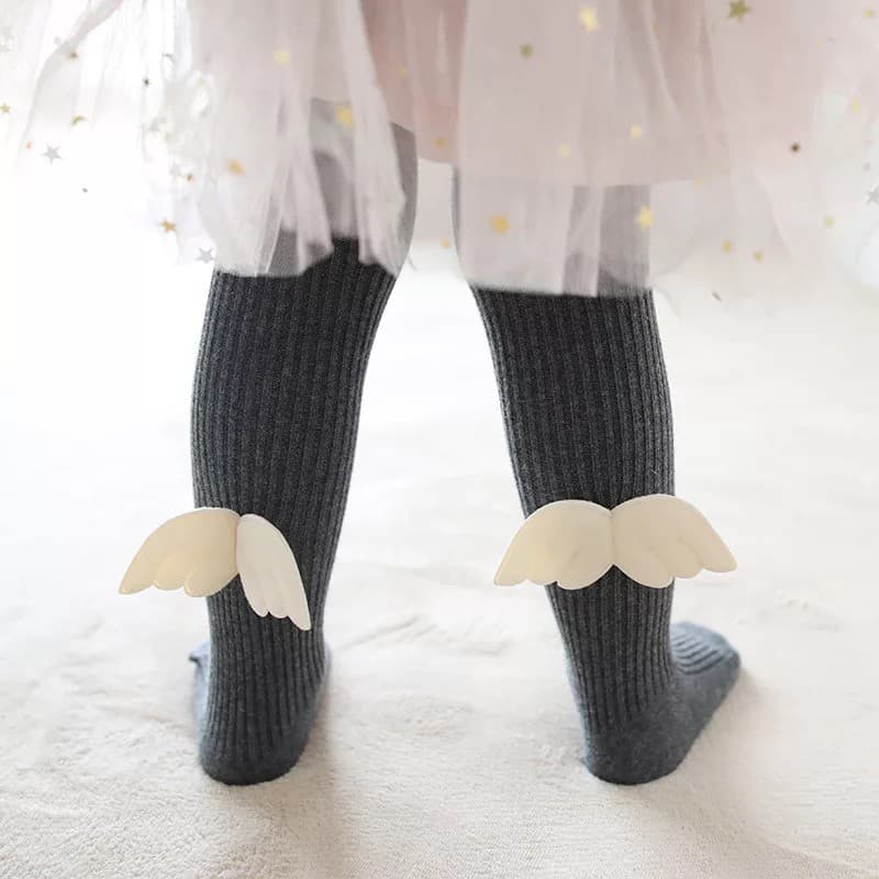 Ins venda quente 2024 primavera Leggings infantis infantil bebê cor sólida pequeno anjo asas macacão meia-calça