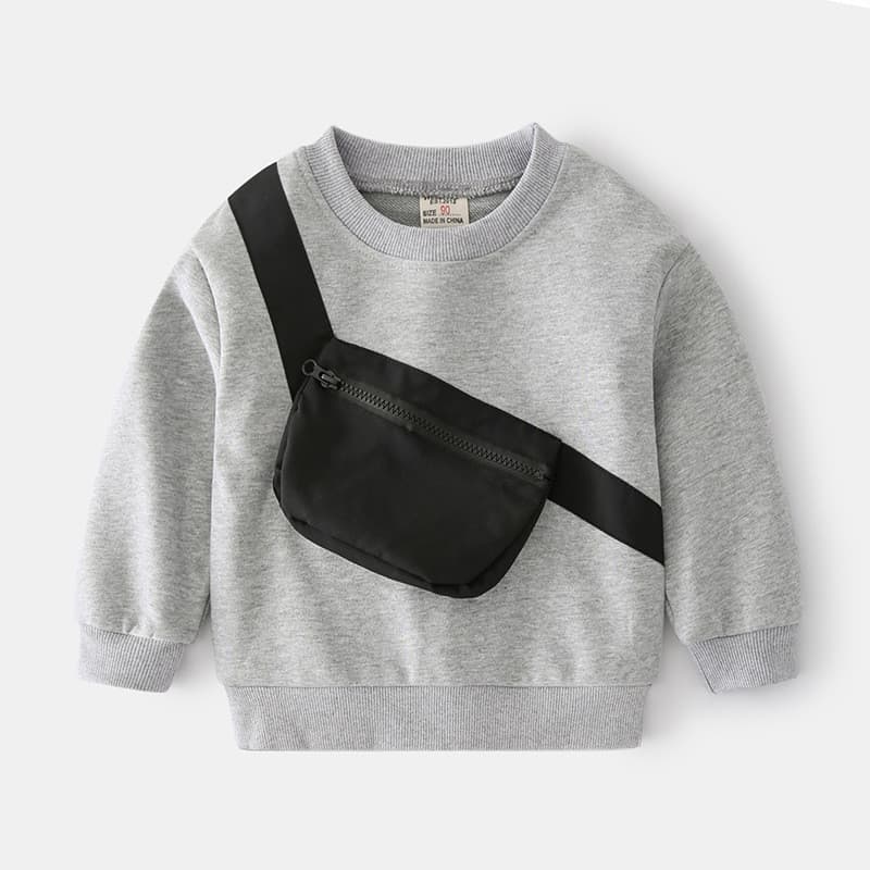 Meninos pulôver moletom primavera outono estilo 2026 novo estilo pequeno médio crianças Casual camisa de fundo puro algo