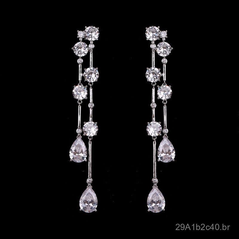 Novos Brincos Simples de Gota d'Água com Franjas e Zircônia Estrela Super Brilhantes 2020, Acessórios Elegantes para Ves