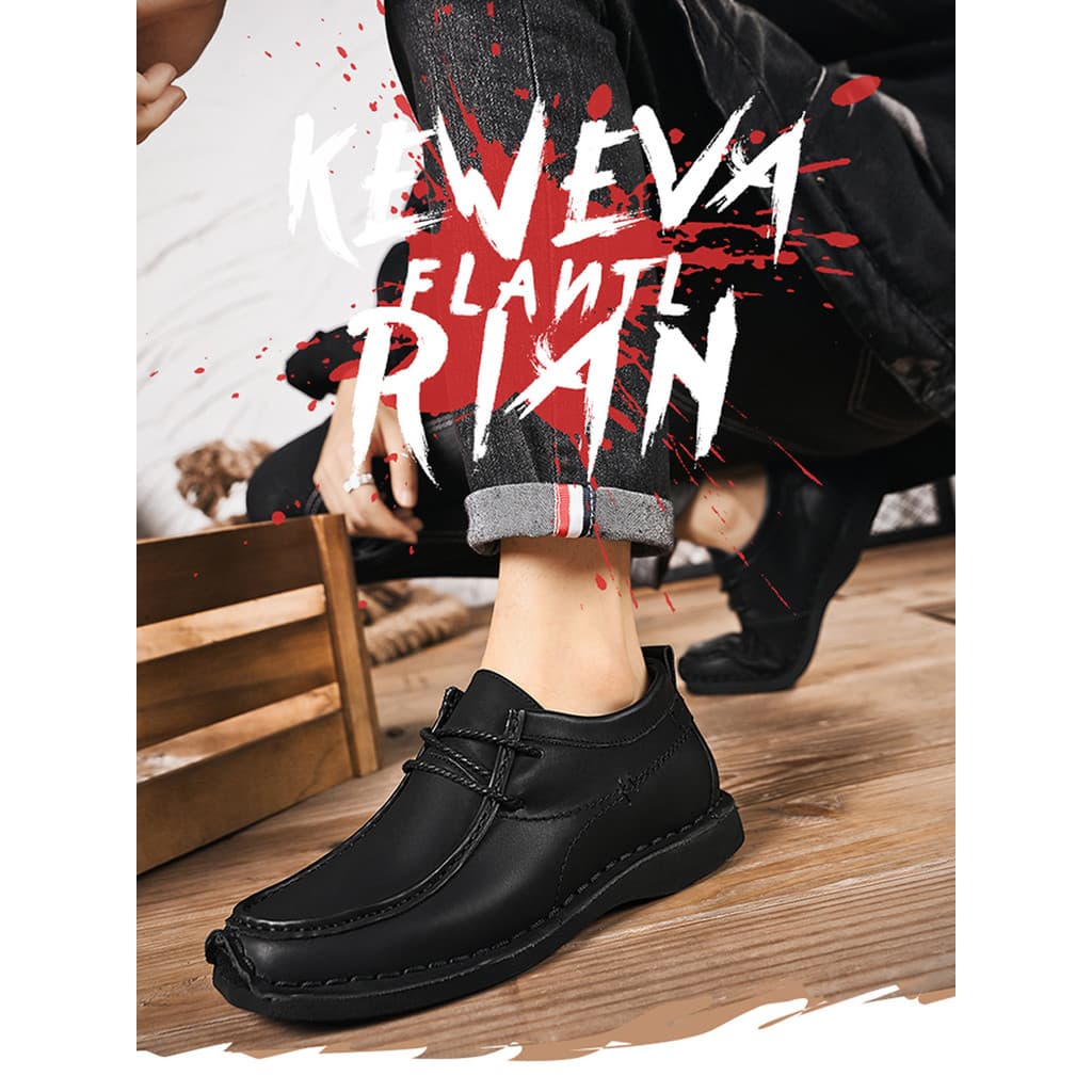 Sapatos masculinos de couro de cano médio costurados à mão, ferramentas de aumento interno, bico grande, sapatos masculi