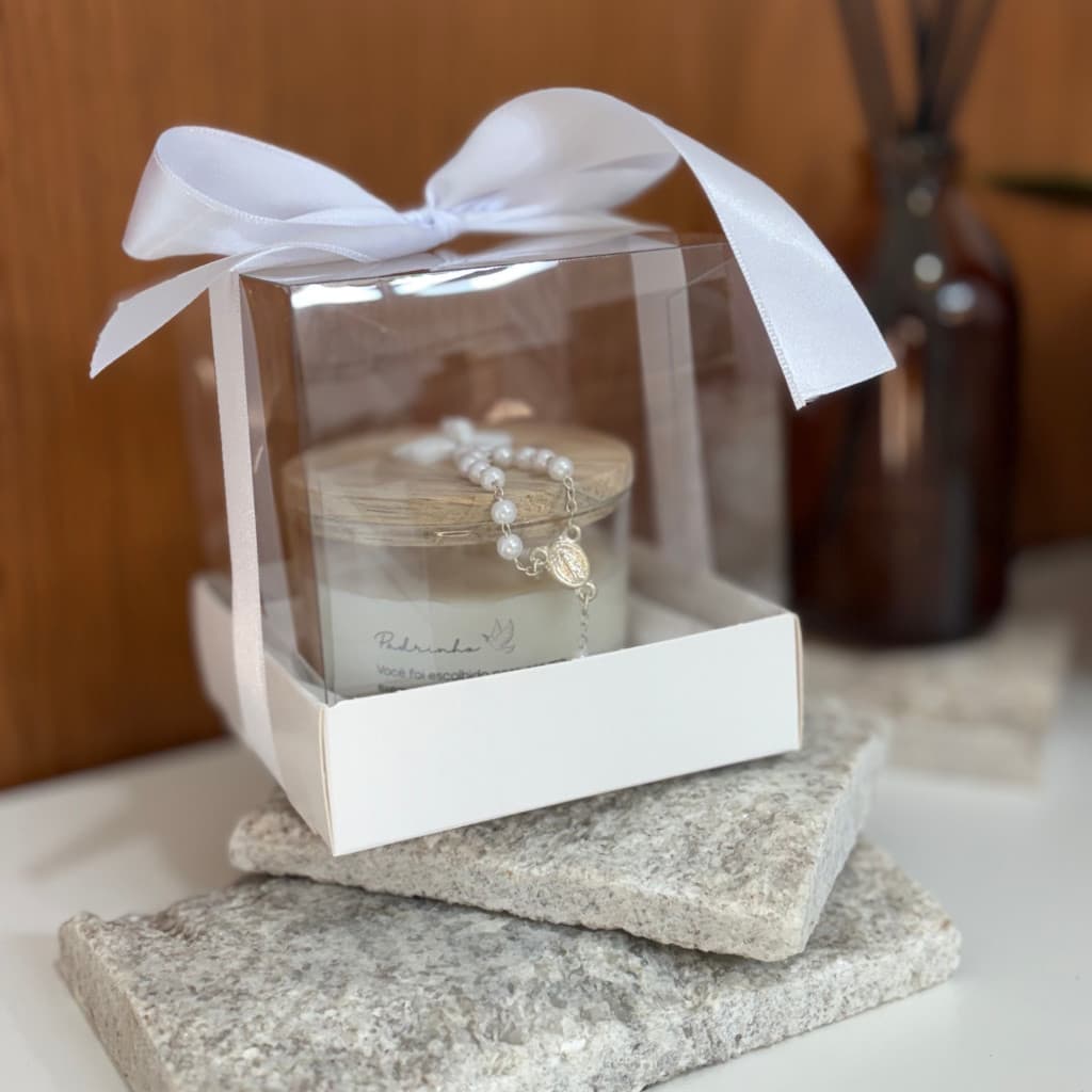 Vela Aromática Personalizada 100g – Presente para Padrinhos Batizado, Casamento e Chá de Bebê.